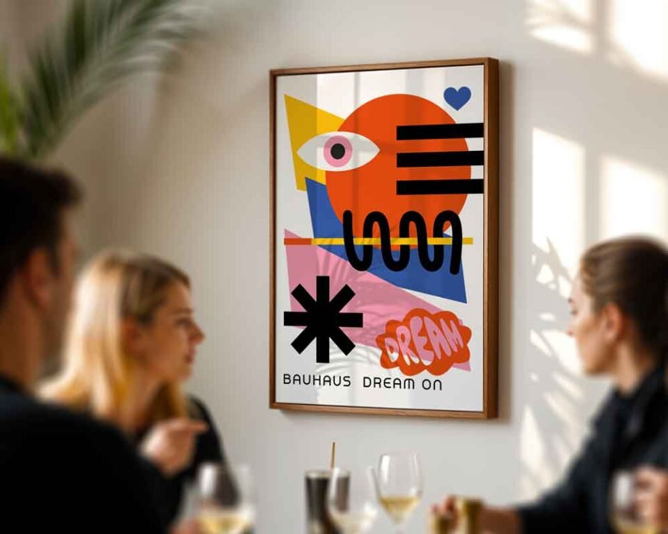Dream On Poster Print | Colourful Geometric & Surrealist Art | Bauhaus Modern Abstract Wall Art Prints Decor for Home or Office