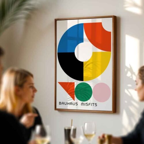 Bauhaus Misfits Poster Print | Colourful Geometric Abstract Shapes | Modernist Wall Art with Primary Colours for Living Room
