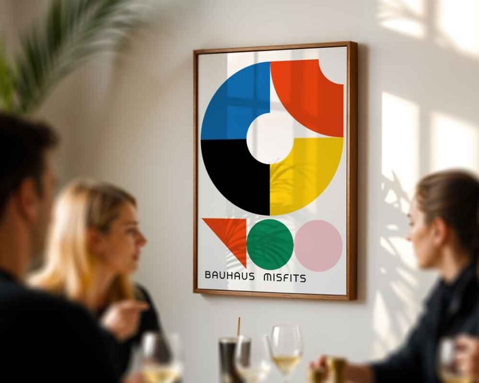 Bauhaus Misfits Poster Print | Colourful Geometric Abstract Shapes | Modernist Wall Art with Primary Colours for Living Room
