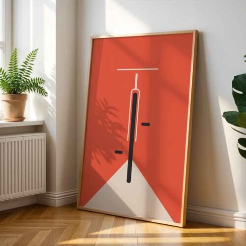 The Open Road - Minimalist Bike Poster Print | Abstract Geometric Cycling Art Print | Modern Graphic Design for Cyclists