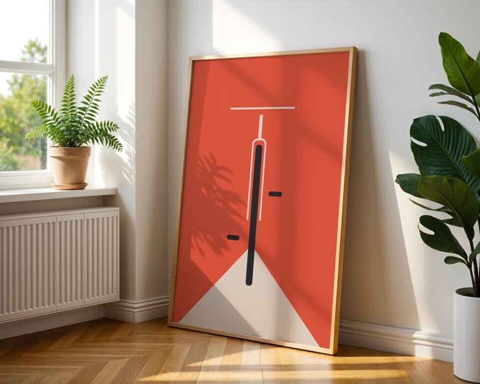 The Open Road - Minimalist Bike Poster Print | Abstract Geometric Cycling Art Print | Modern Graphic Design for Cyclists