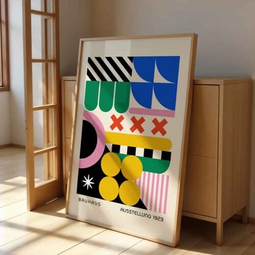 Geometric Carnival - Bauhaus 1923 Style Poster Print | Vibrant and Playful Abstract Art Print | Modernist Graphic Design Print