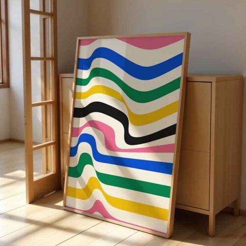 Groovy Striped Wavy Lines Poster Print | 70s Inspired Abstract Wall Art | Retro Pattern for Modern & Playful Home Decor