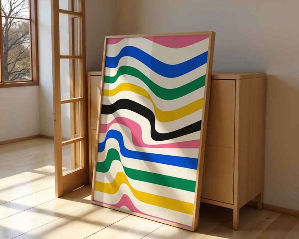 Groovy Striped Wavy Lines Poster Print | 70s Inspired Abstract Wall Art | Retro Pattern for Modern & Playful Home Decor