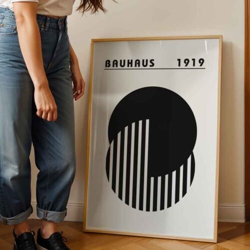 1919 Bauhaus Geometric Composition Poster Print | Modernist Vintage Wall Art | Black and White Graphic Print for Home or Office