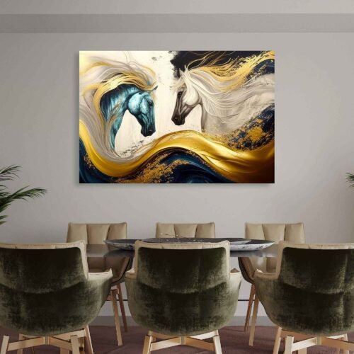 Celestial Steeds - Abstract Horse Canvas Prints | Modern & Romantic Animal Wall Art | Elegant Statement Wall Decor