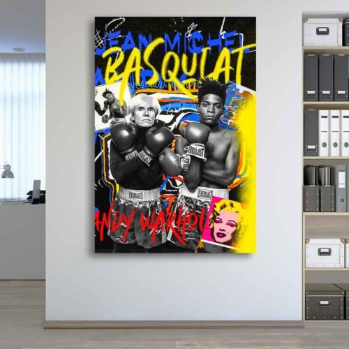Warhol vs. Basquiat Canvas Print | Modern Street Art Wall Decor | Boxing Framed Canvas Art