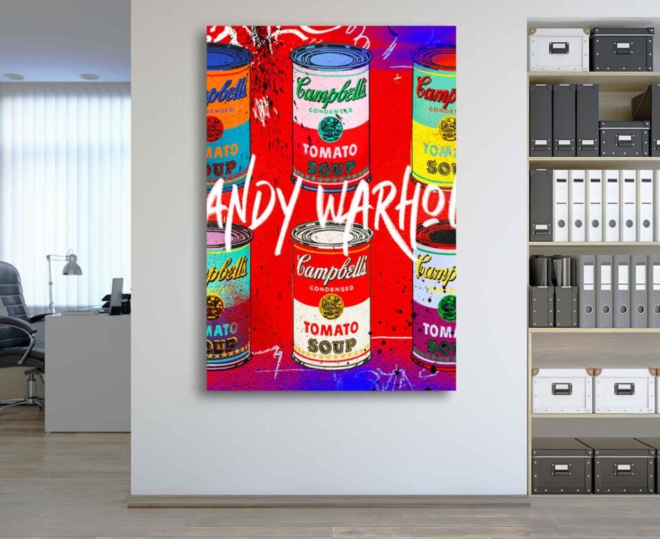 Andy Warhol Campbell's Soup Cans Canvas Art | Pop Art Graffiti Print | Colourful Modern Wall Decor for Kitchen or Dining Room