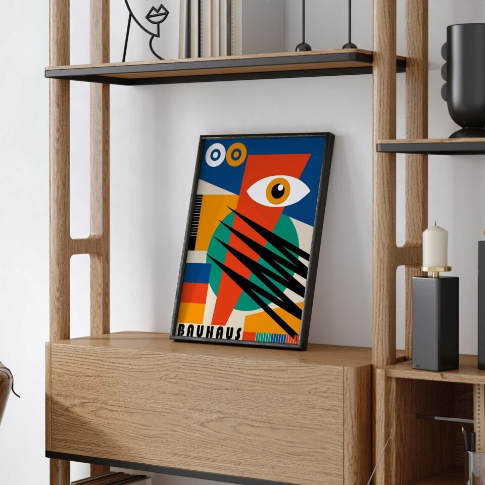 Abstract Eye Bauhaus Poster Prints | Colourful Geometric Art Print | Modernist Wall Art for Living Room or Office