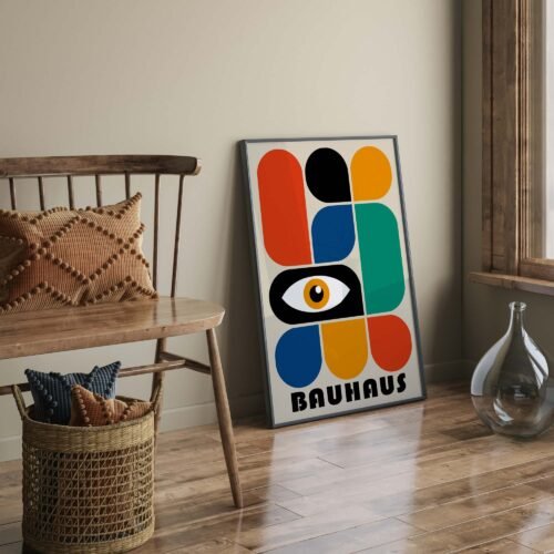 Geometric Eye Bauhaus Style | Vibrant Abstract Art Poster Prints | Modernist Colour Block Wall Decor