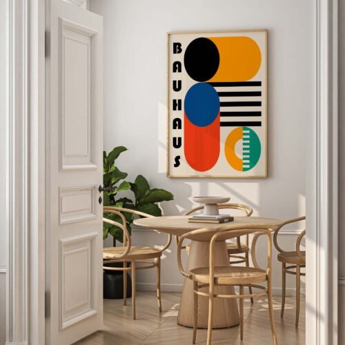 Bauhaus Geometric Poster Prints | Colourful Abstract Art Print | Modern Minimalist Wall Decor