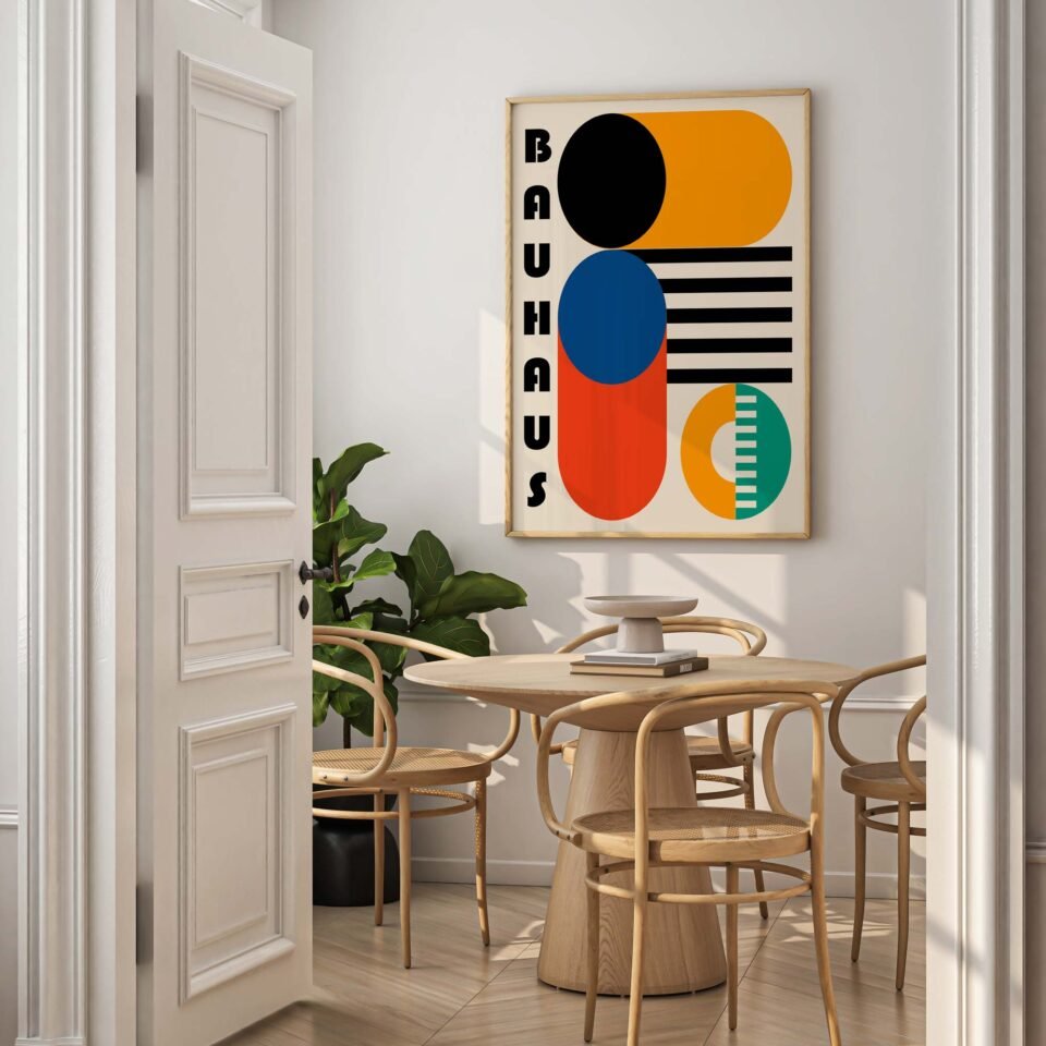 Bauhaus Geometric Poster Prints | Colourful Abstract Art Print | Modern Minimalist Wall Decor