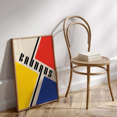 Minimalist Bauhaus Poster Prints | Mid-Century Modern Design | Red, Yellow & Blue Decor | Abstract Wall Art Prints