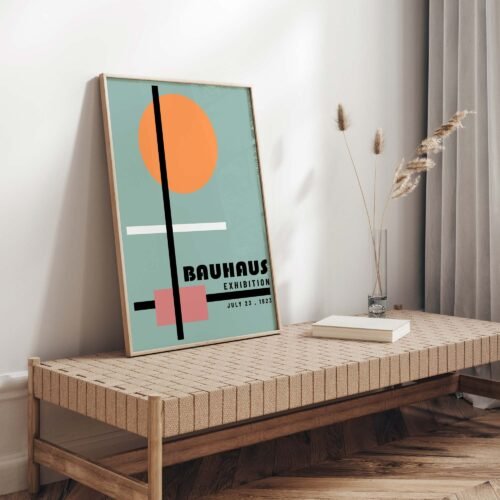 Vintage Bauhaus Exhibition Poster | Modernist Geometric Wall Art | Minimalist Graphic Design Poster Prints