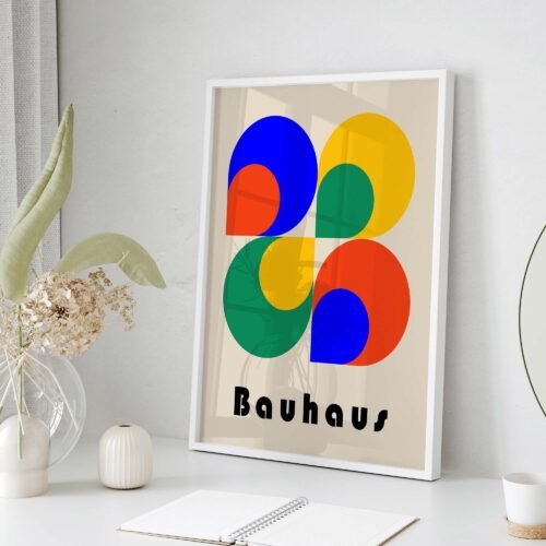 Vibrant Bauhaus Poster Prints | Geometric Abstract Shapes in Primary Colours | Modern Minimalist Wall Decor