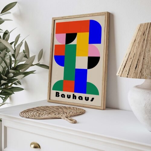Color Block Art Print - Bauhaus Geometric Poster Prints | Colourful Abstract Color Block Art Print | Modern Minimalist Wall Decor