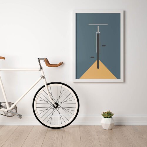 Night Ride - Minimalist Bike Poster Print | Abstract Geometric Cycling Art Print | Modern Graphic Design for Cyclists
