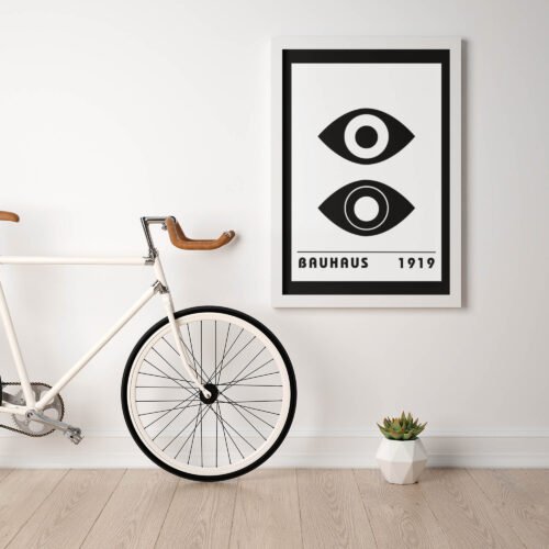 Modernist Eyes Vintage Bauhaus 1919 Poster | Abstract Geometric Eyes Graphic Print | Modernist Black and White Wall Art