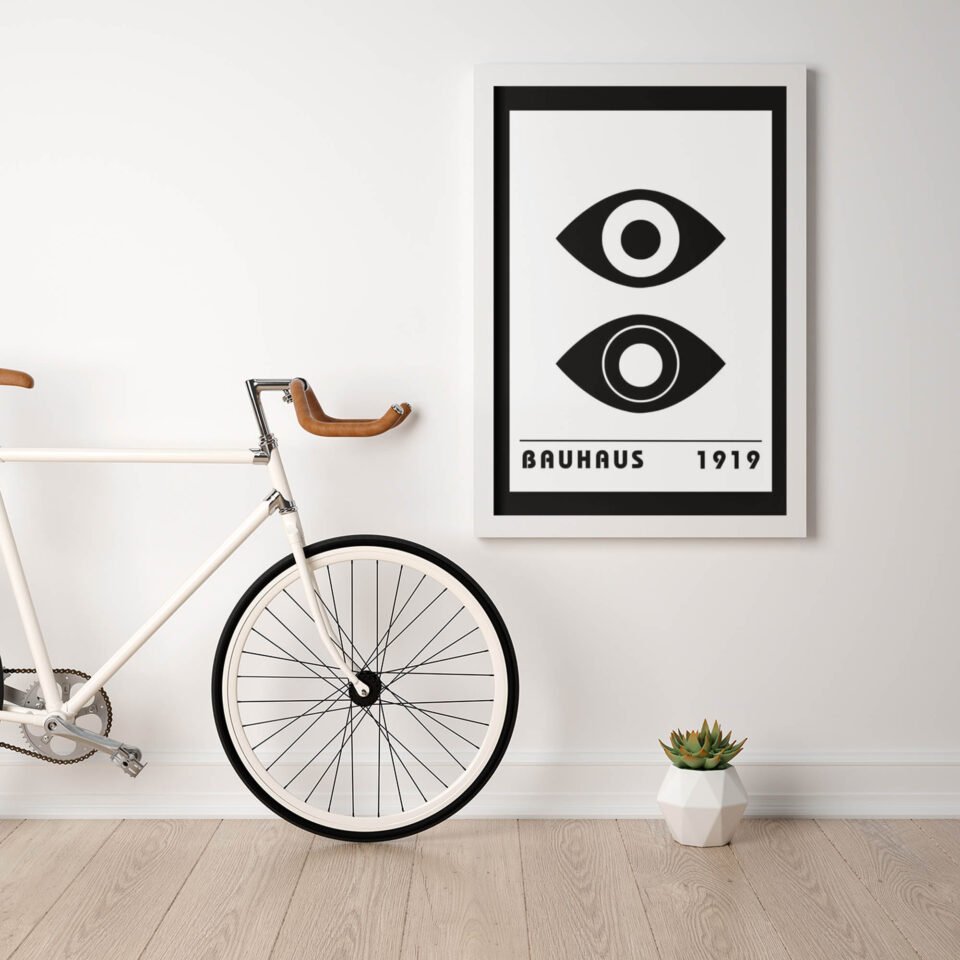 Modernist Eyes Vintage Bauhaus 1919 Poster | Abstract Geometric Eyes Graphic Print | Modernist Black and White Wall Art
