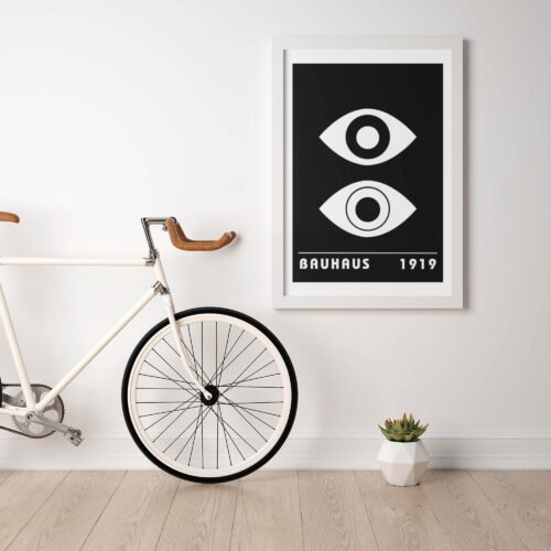 Minimalist Eyes Bauhaus Poster Print | Black & White Abstract Eyes Art Print | Modern Geometric Wall Decor