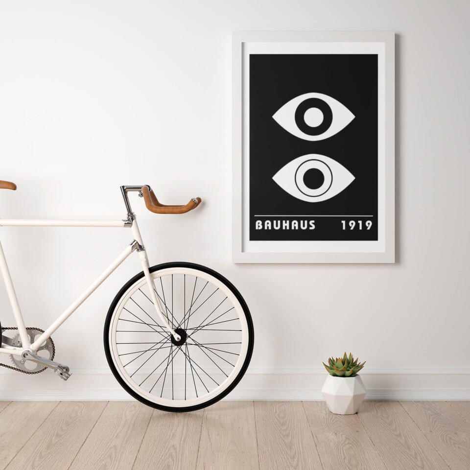 Minimalist Eyes Bauhaus Poster Print | Black & White Abstract Eyes Art Print | Modern Geometric Wall Decor