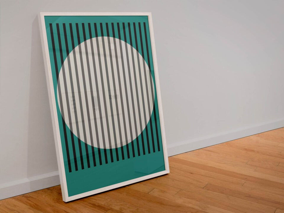 Minimalist Striped Poster Prints | Minimalist Geometric Wall Art | Teal and Black Mid-Century Modern Design