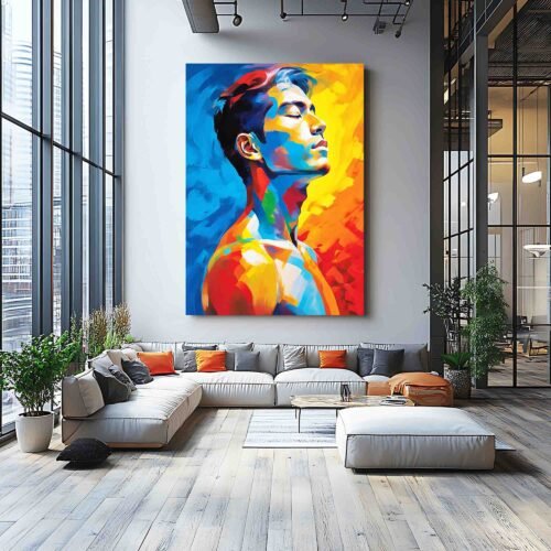 Chromatic Serenity - Abstract Art Man Portrait | Colourful Contemporary Pop Art Canvas Prints | Modern Statement Piece