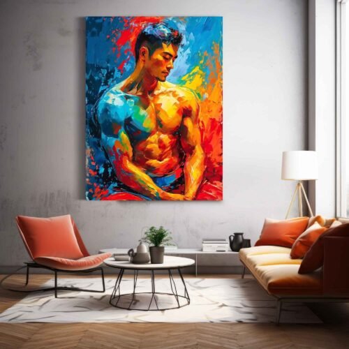 Chromatic Strength - Abstract Art Male Portrait Canvas Prints | Colourful Contemporary Figurative Art | Modern Statement Wall Decor
