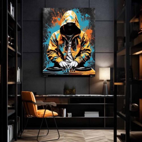 Beat Master - Canvas Prints Modern DJ Portrait | Graffiti Style Music Art | Urban Statement Wall Decor
