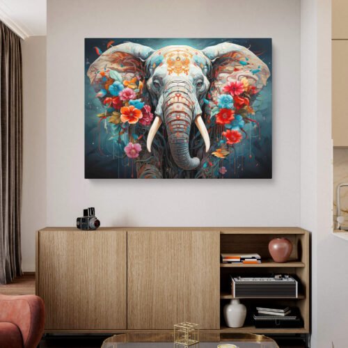 Mandala Elephant Art Canvas Prints - Bohemian Floral Elephant Fine Art Print