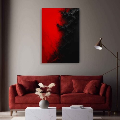 Red and Black Abstract Art on Canvas Print, Modern Textured Wall Art, Dark Grunge Home Decor Fine Art Prints
