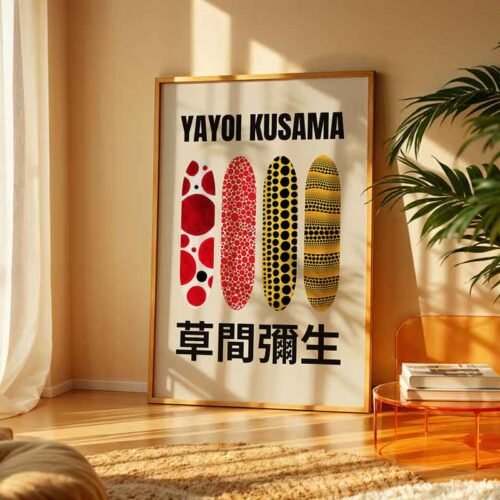 Yayoi Kusama " Skateboards " Exhibition Poster Print | Colourful Polka Dot Wall Art | Contemporary Japanese Pop Art for Modern Decor