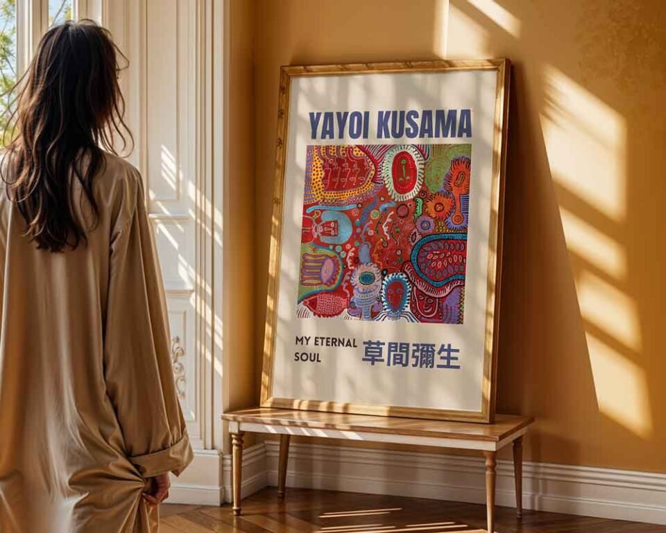 Yayoi Kusama " My Eternal Soul " Exhibition Poster Print | Colourful Abstract Faces & Polka Dots | Contemporary Japanese Pop Art