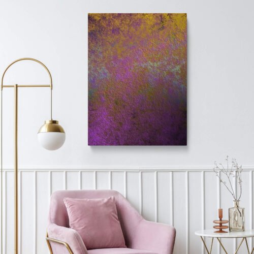 Fuchsia Texture and Gold Abstract Art Print, Rich Textured Wall Decor, Vertical Moody Canvas Wall Art Print