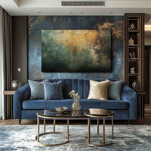 Rustic Green Canvas Print - Moody Dark Distressed Concrete Abstract Wall Art