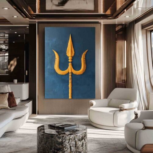 Poseidon’s Golden Trident Canvas Print – Neptune Symbol Mythology Wall Decor