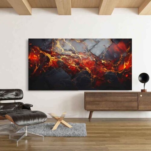 Striking Red and Black Canvas Art - Bold Home Decor for Modern Living Rooms
