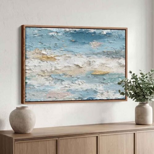 Coastal Grit - Distressed Blue & White "Peeling Paint" Abstract Art
