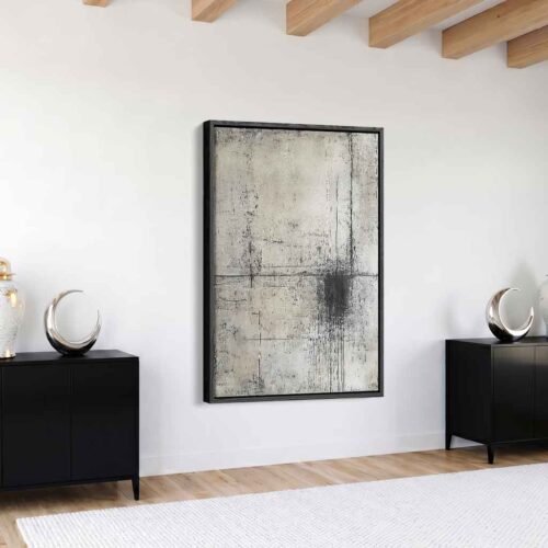 Minimalism Grey - Art Prints, Quiet Sophistication: Large Neutral Textured Abstract Canvas Prints. Modern Architectural Art Print for Living Room.