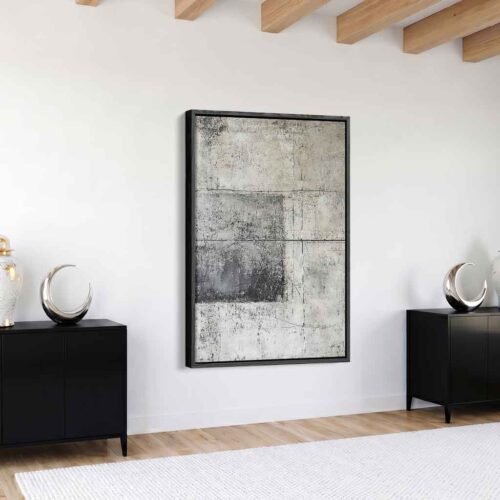 Smoke Grey - Art Prints, Echoes of the Urban: Wabi-Sabi Monochrome Textured Abstract Wall Art, Architectural Modern Fine Art Print.