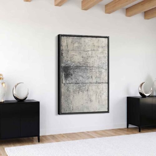 Concrete Aesthetic - Art Prints, Architectural Zen: Large Minimalist Monochrome Geometric Abstract Art. Charcoal Grey Industrial Wall Decor.