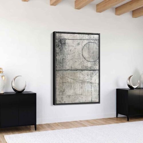 Realistic Stone - Wall Art, The Art of Simplicity: Minimalist Grey & White Geometric Canvas Print. Modern Geometric Wall Decor for Living Room.