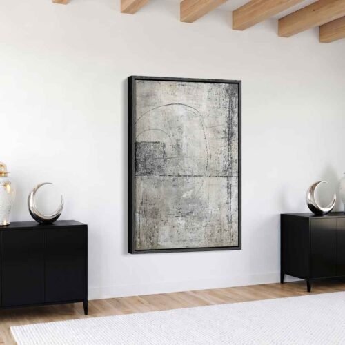 Weathered Concrete - Art Prints, Architectural Soul: Wabi-Sabi Arched Concrete Abstract Art. Minimalist Wall Decor for Modern Living Room.