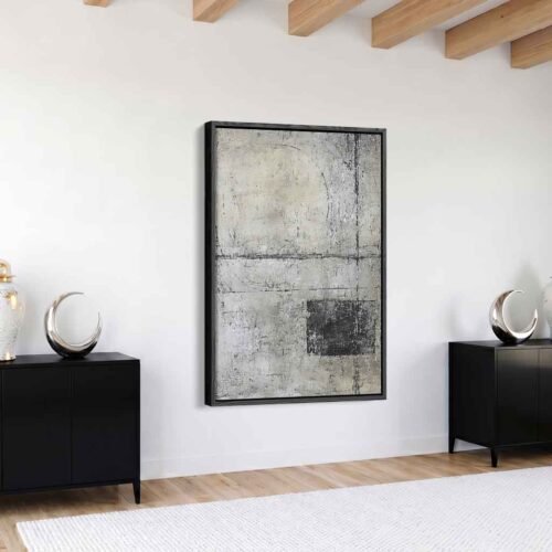 Balance Grey - Wall Art, Ordered Imperfection: Wabi-Sabi Geometric Concrete Abstract Art. Modern Minimalist Art for Living Room.
