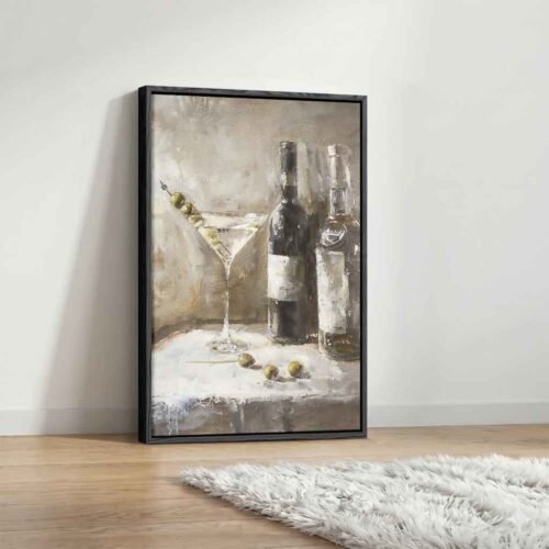 Cocktail and Wine - Wall Art, The Art of Entertaining. Elegant Bar Wall Decor for Dining Room Art. Sophisticated Cocktail & Wine Statement Canvas.