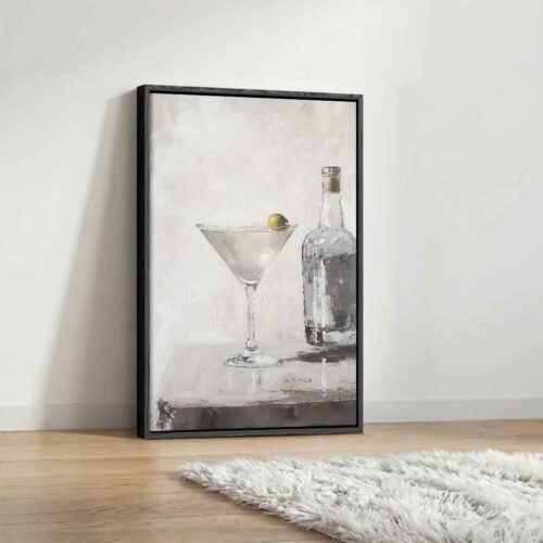 Shaken Not Stirred - Art Prints, Sophisticated Martini Glass Wall Art. Textured Impasto Still Life - Modern Drinks Canvas Print.