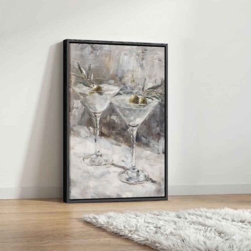 Vintage Martini - Art Prints, Timeless Glamour: Vintage Martini Cocktail Canvas Art. Elegant Drink Artwork for Dining Room, Classic Bar Cart Prints.