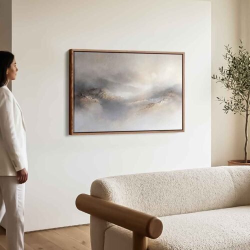 The Peak of Peace - Art Prints, Ethereal Mountain Landscape Canvas Print. Contemporary Impasto Style Canvas Art Prints to Calm Your Home.