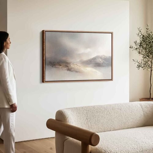 Grounded Elegance - Wall Art, Abstract Neutral Mountain Landscape Art Prints. Serene Mountain Wall Decor for Living Room.