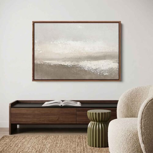 Architectural Stillness - Wall Art, Wabi Sabi Neutral Abstract Horizon. Brown and Cream Abstract Landscape Print, Calming Framed Wall Decor.